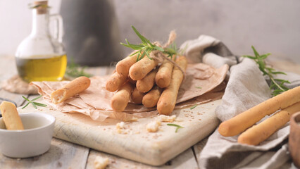 Traditional italian breadsticks grissini