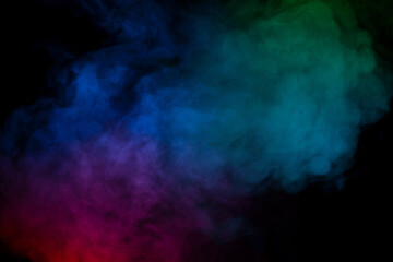 Blue and green steam on a black background.