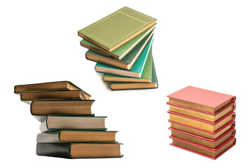Old books isolated on white background.