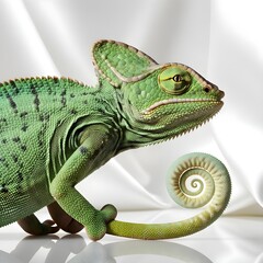 Obraz premium green chameleon on a branch