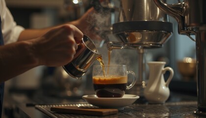 Espresso brewing a cozy coffee experience