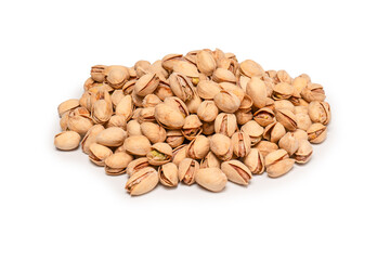 Tasty pistachios isolated on a white background.