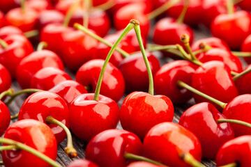 cherries macro closeup on wood