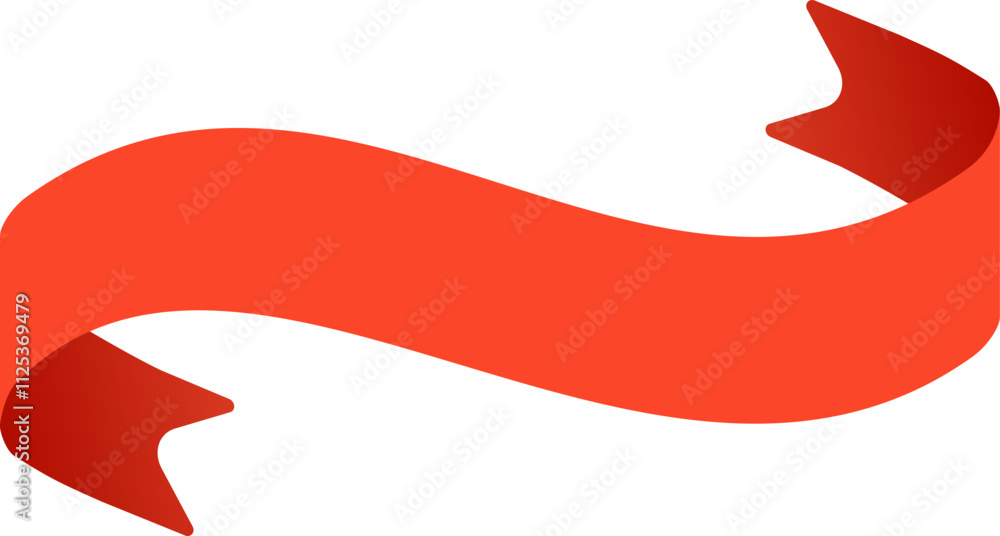 Aufkleber red ribbon waving gracefully in an elegant s shape, enhancing titles and adding a sophisticated touc