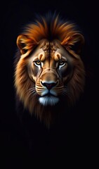 Fototapeta premium Close-Up of Lion's Piercing Gaze, Lion