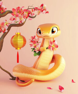 A&ntilde;o nuevo chino, a&ntilde;o de la serpiente en China. Serpiente sobre elementos tradicionales.