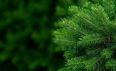 Fototapeta premium A garland-decorated Christmas tree branch positioned in front of a green background.