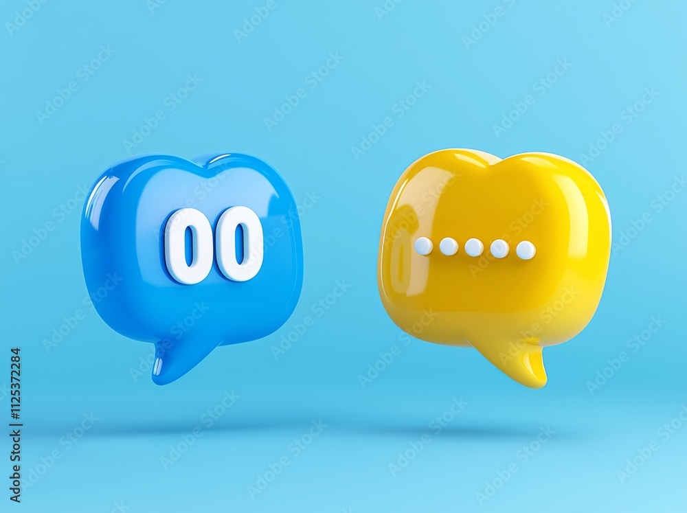 Poster an orange background featuring a 3d speech icon for chat messages, representing social media messagi