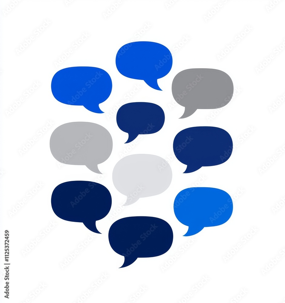 Poster chat box with message bubbles. messenger screen template featuring balloons. contemporary flat dialo