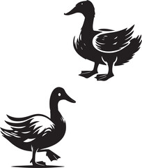 silhouette of clean vector of duck isolated