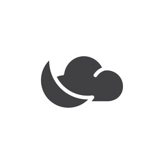 Half moon with cloud icon simple vector symbol