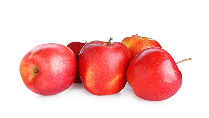 Many fresh red apples isolated on white