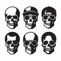 Skull silhouettes set vector illustration