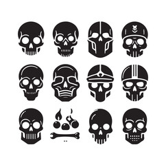 Skull silhouettes set vector illustration