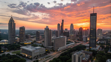 Fototapeta premium Atlanta Skyline at Sunrise, Georgia, USA