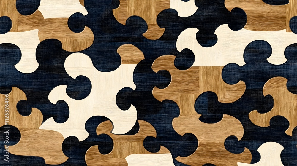 Aufkleber elegant and modern abstract wooden puzzle pattern design featuring light and dark tones for unique i