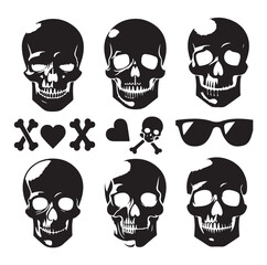 Skull silhouettes set vector illustration
