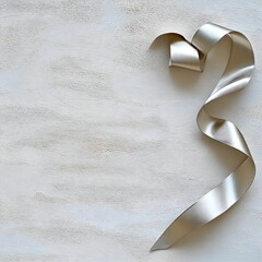 Elegant Silver Ribbon on Soft Textured Background Ideal for Gift Wrapping, Crafting, Weddings, or Festive Decor, Creating a Touch of Sophistication and Charm