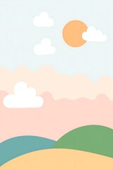 Obraz premium A Serene Landscape with a Soft Sunset and Gentle Mountains in Pastel Colors