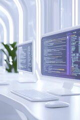 Futuristic workspace showcasing seamless script automation optimizing complex tasks efficiently