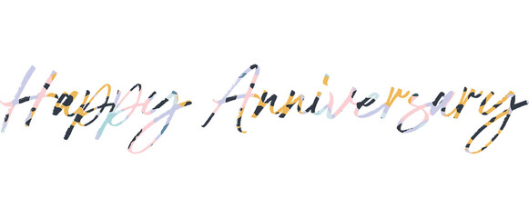 Happy Anniversary Modern calligraphy. Hand drawn lettering of happy anniversary isolated on the white background. Happy anniversary vector illustration. Sticker for social media content, invitation,