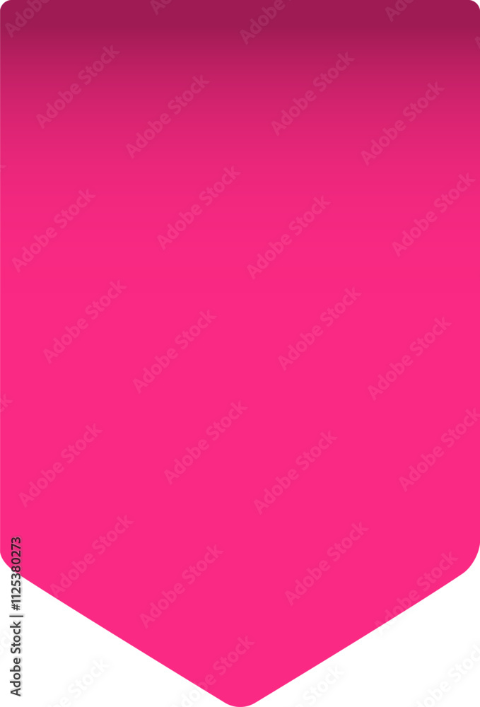 Poster simple yet elegant bookmark or ribbon design in vibrant pink with a subtle gradient, pointing downwa
