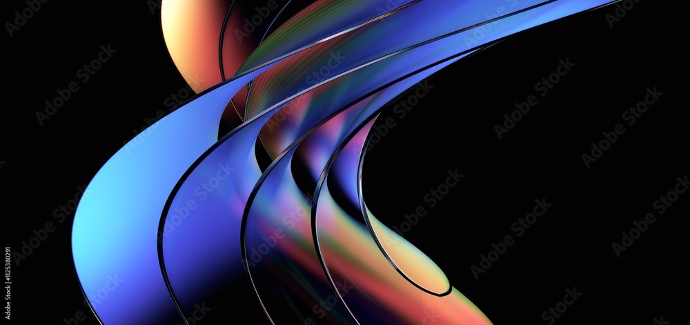 Poster abstract iridescent background design, 3d render