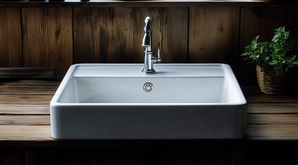 Fototapeta premium White Porcelain Sink Photography for a Clean and Classic Bathroom Feature