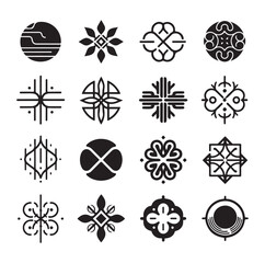 Ornament silhouette set vector illustration