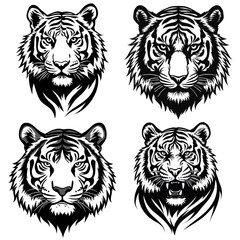 Tiger Silhouette illustration, Tiger head logo design