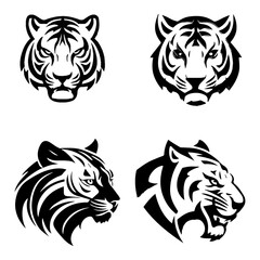 Obraz premium Tiger Silhouette illustration, Tiger head logo design
