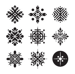 Ornament silhouette set vector illustration
