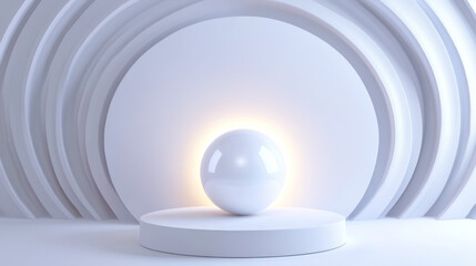 White abstract 3d sphere ball geometric vector background. Round shape texture pattern design. Futuristic space concept with sift air bubble element. Dynamic flying molecular cosmetic display scene