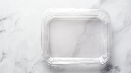 Empty Plastic Square Takeaway Container Overhead for Practical and Minimalist Design