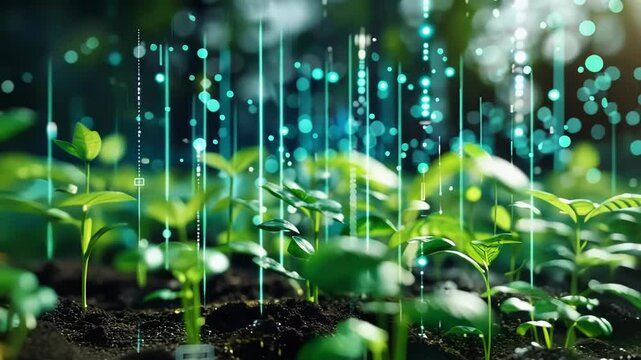 A smart irrigation system connected to 5G automatically adjusting water usage based on soil moisture levels and weather data keeping crops wellnourished and saving water resources.