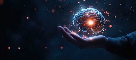 projection of the human brain on the palm