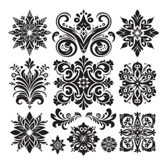 Obraz premium Ornament silhouette set vector illustration