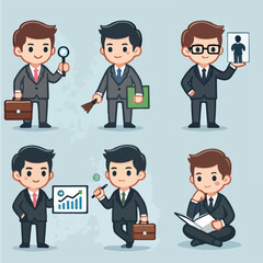 Vector collection of a businessman or manager with flatdesign