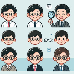 Vector collection of a businessman or manager with flatdesign