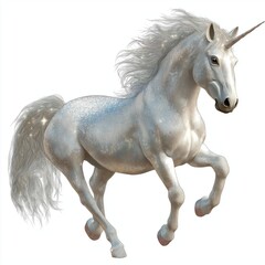 Fototapeta premium Fantasy unicorn with shimmering mane isolated in dreamlike setting