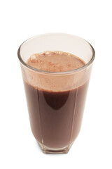 Protein drink cocktail, chocolate smoothie in a glass, isolated on transparent background