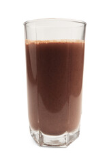 Protein drink cocktail, chocolate smoothie in a glass, isolated on transparent background