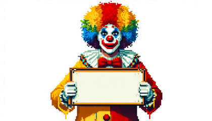 clown with blank sign