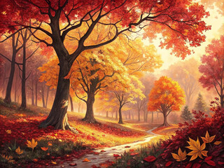 Enchanting Autumn Forest Path A Serene Fall Landscape