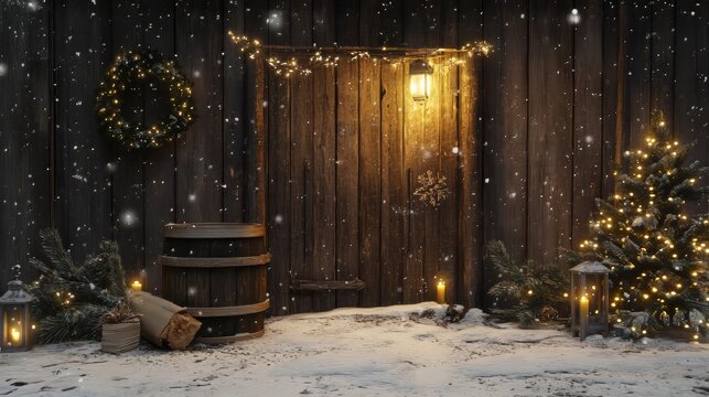 Christmas background-rustic stule. christmas wallpaper. Ultra realistic. Photorealistic