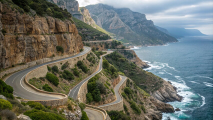 Scenic Coastal Highway Winding Through Mountains
