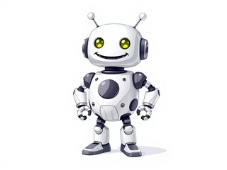 Friendly Robot Mascot Isolated on White
