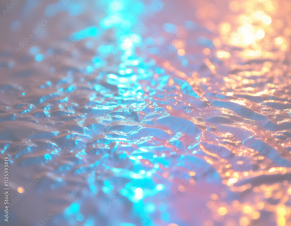 Poster the foil has an iridescent, holographic texture resembling a shimmering rainbow effect often used in