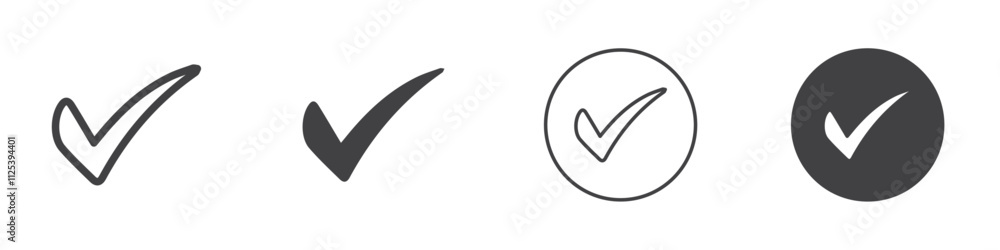 Poster check mark icon simple outline vector logo