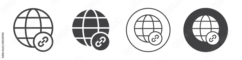 Poster network with chain link icon simple outline vector logo